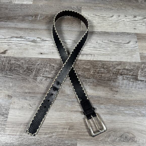 Vintage Michael Kors Black Leather Whipstitch Belt Y2K Boho Indie Sleaze XL main image 5